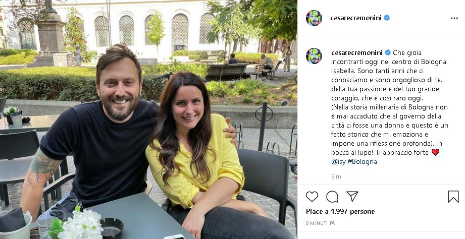 Cesare Cremonini su Instagram con Isabella Conti