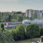 Incendio mezzo pesante, chiuso raccordo Casalecchio