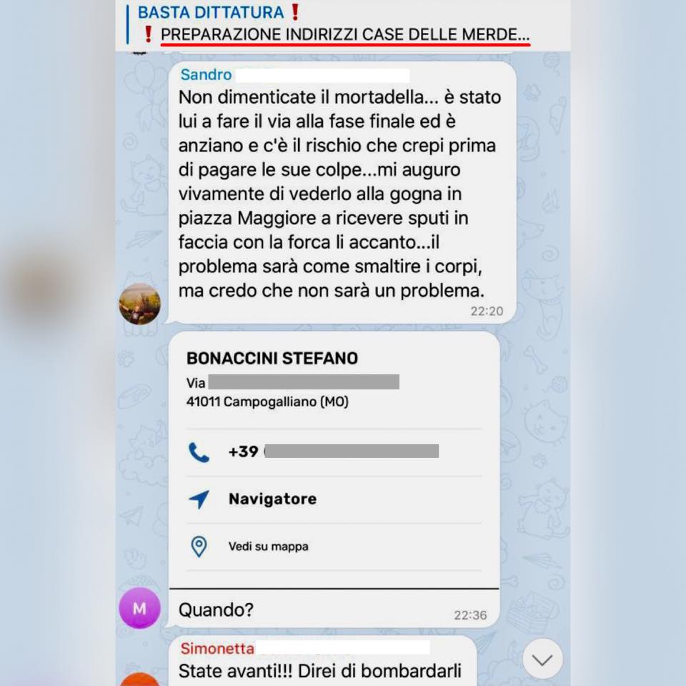 Bonaccini e Prodi presi di mira nella chat ‘no vax’