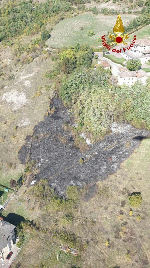 Incendio nei boschi a Gaggio Montano