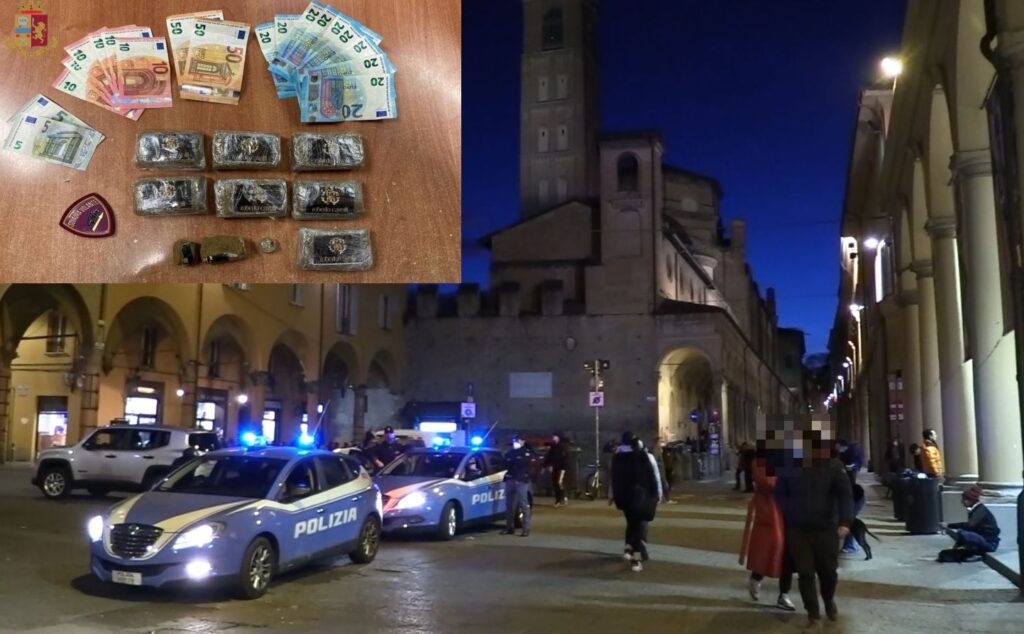 A spasso in via Zamboni con 7 etti di hascisc, la polizia lo arresta
