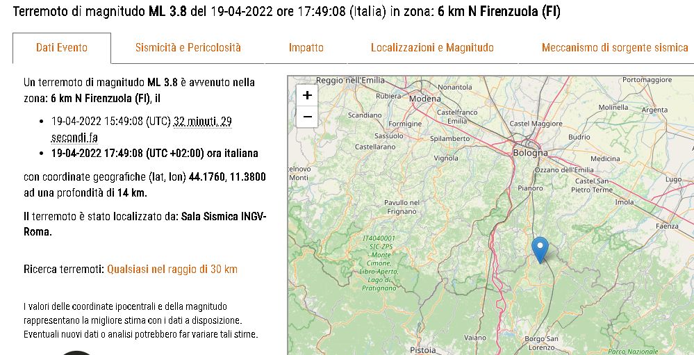 Scosse di terremoto avvertite nel Bolognese