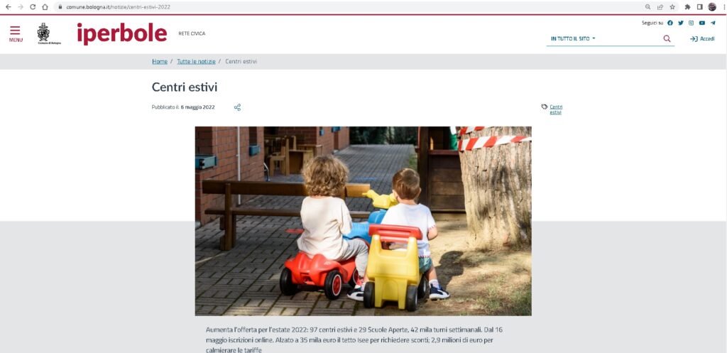 Centri estivi, sito del comune di Bologna in tilt per le tante richieste