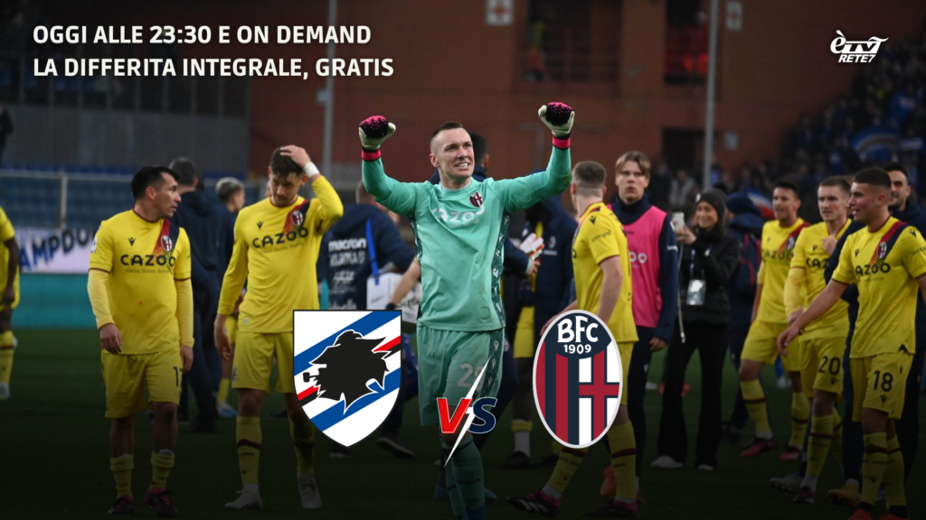 La replica di Sampdoria-Bologna lunedì sera su ÈTV (Canale 10 DTT e On Demand)
