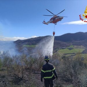 Bosco in fiamme a Savigno