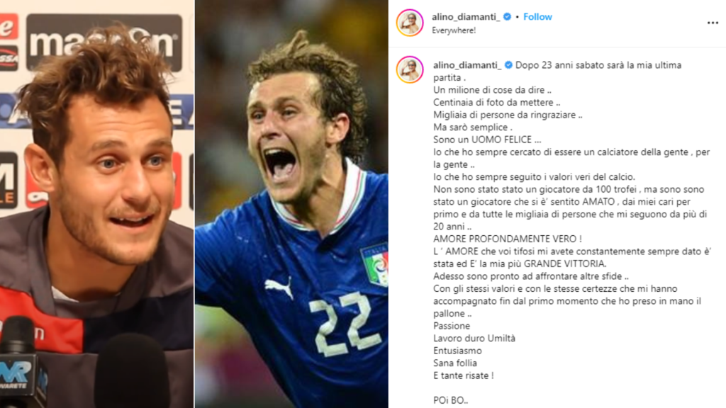 Bologna: l’ex Diamanti annuncia il ritiro dal calcio