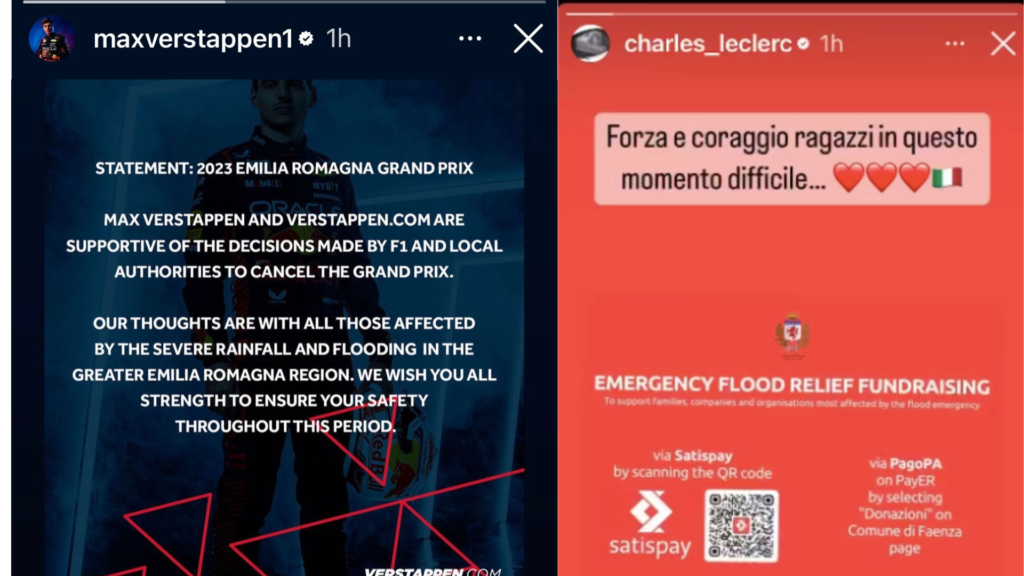 GP annullato a Imola, Leclerc e Verstappen si attivano per raccogliere fondi. Rinviata Cento-Fortitudo