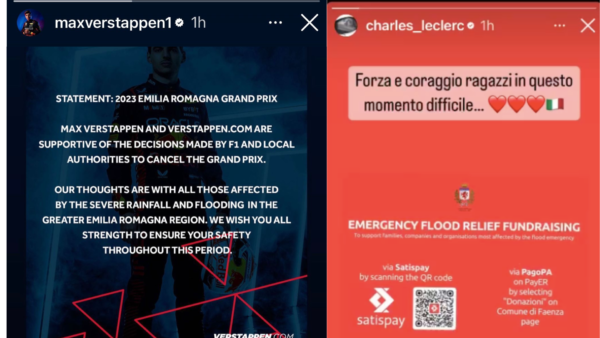 GP annullato a Imola, Leclerc e Verstappen si attivano per raccogliere fondi. Rinviata Cento-Fortitudo