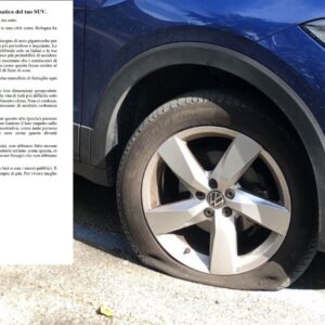 Attivisti sgonfiano gomme a 70 Suv a Bologna