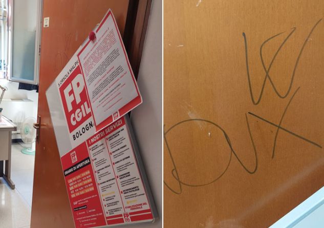 Vandalizzata con scritte fasciste una saletta Cgil a Bologna