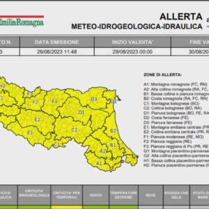 Allerta gialla per temporali martedì in Emilia-Romagna