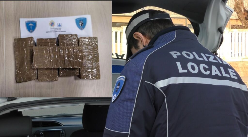 Ha in macchina 5 kg di hascisc, 21enne arrestato dalla polizia locale
