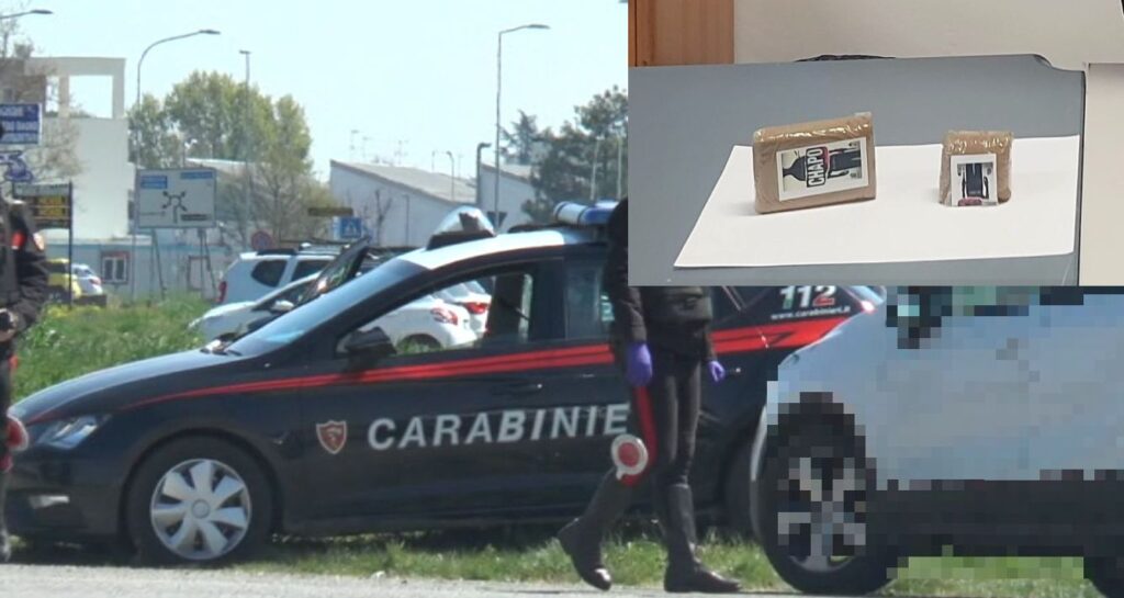 Un etto e mezzo di hascisc in auto, 69enne denunciato