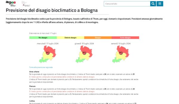 A Bologna ondata di calore almeno fino a venerdì
