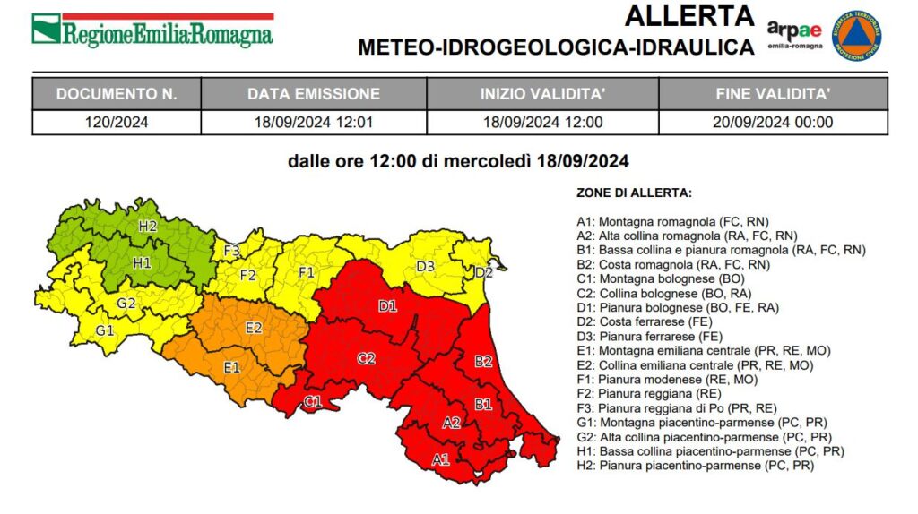 Allerta rossa per piogge torrenziali