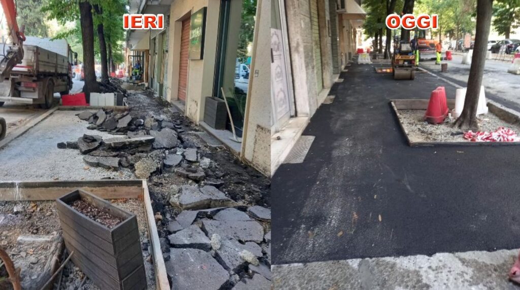 Lavori in viale Oriani: ecco il marciapiedi a 24 ore dalle segnalazioni