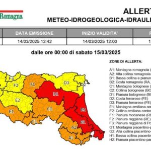 Maltempo: per sabato 15 marzo allerta rossa nel Bolognese, arancione in città