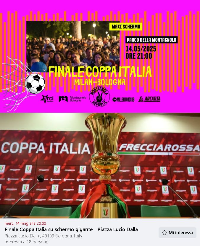 Due maxischermi per la finale di Coppa Italia Milan-Bologna