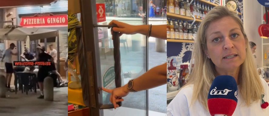 Spacca le vetrine dei negozi di via Rizzoli, fermato dai passanti