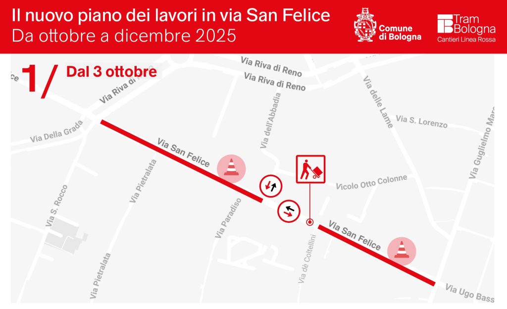 Tram: nuovo programma dei lavori in via San Felice
