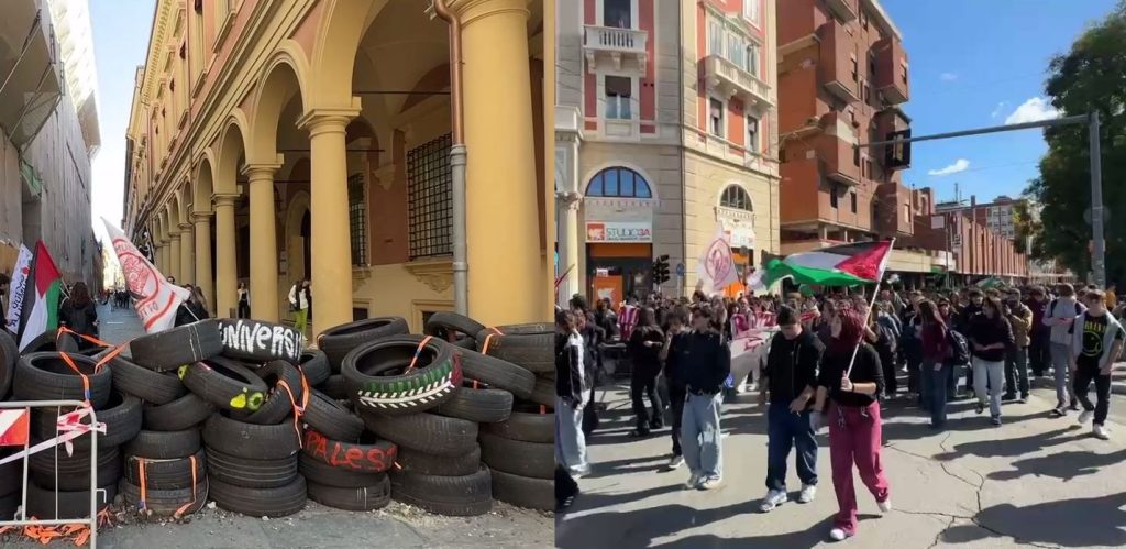 Flotilla: a Bologna cortei studenteschi bloccano il Rettorato e i viali