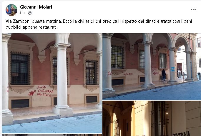 Muri dell’Ateneo imbrattati con slogan ProPal, e il rettore Molari si arrabbia