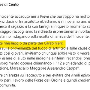 Pieve di Cento, i carabinieri cercano testimoni su quanto accaduto la notte di Capodanno