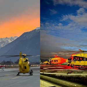 Un elicottero del 118 di Bologna ha trasportato uno dei feriti nell’incendio di Crans-Montana