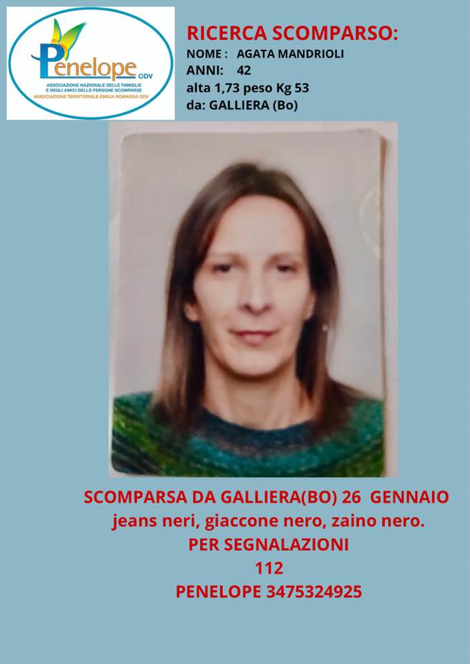 Donna di 42 anni scomparsa nel Bolognese, appello per le ricerche
