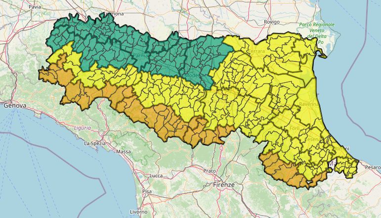 Meteo: allerta arancione in Emilia-Romagna