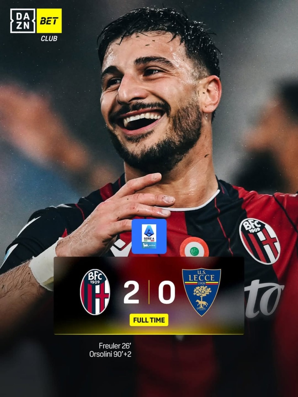 Il Bologna ritrova la vittoria al Dall’Ara e Orso-gol: 2-0 al Lecce