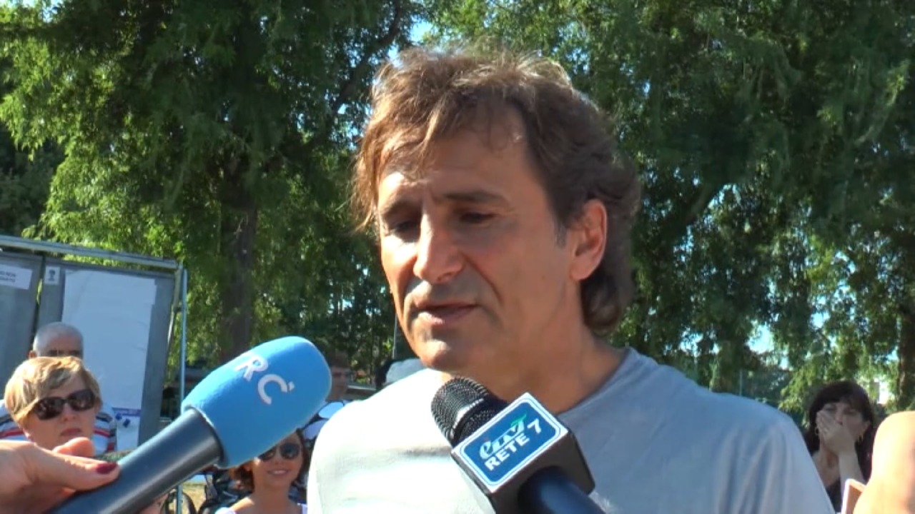 Alex Zanardi a Budrio per l’inaugurazione del murales. Era il 2017 e parlò del suo progetto sportivo