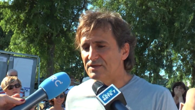 Alex Zanardi a Budrio per l’inaugurazione del murales. Era il 2017 e parlò del suo progetto sportivo