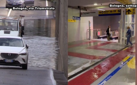 Nubifragio a Bologna, le immagini degli allagamenti