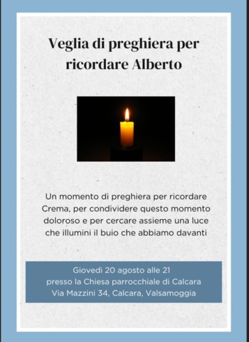 Morte Alberto Cremonini, giovedì una veglia a Calcara